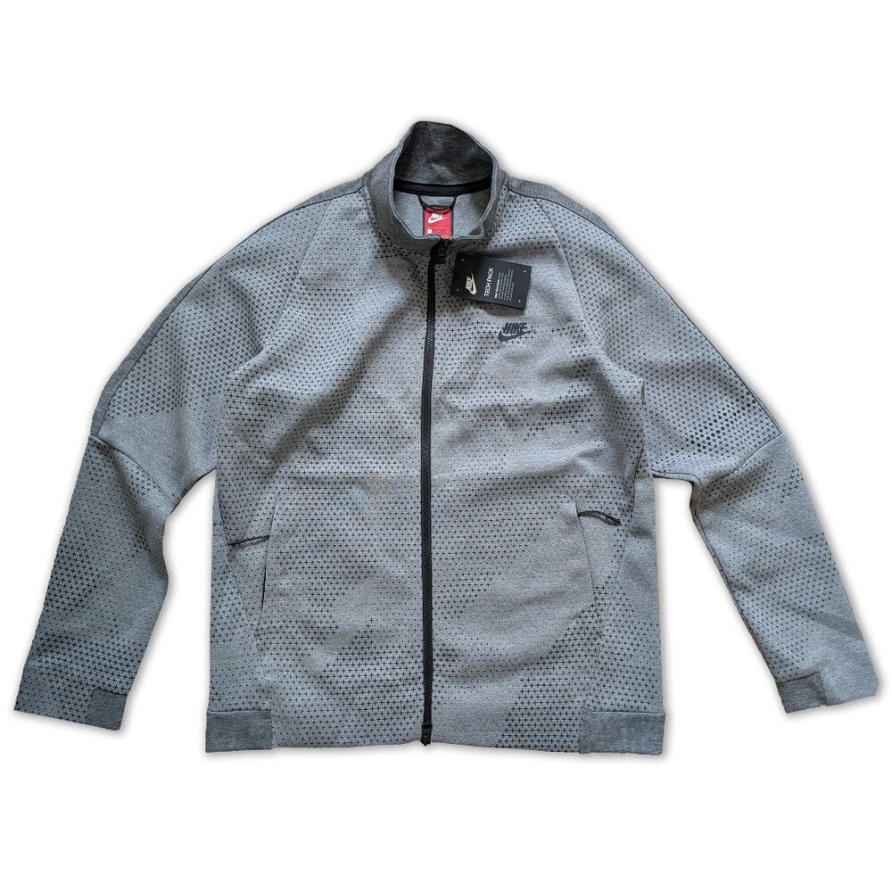 NIKE Tech Men’s Knit Zip Up Jacket  Gray size large